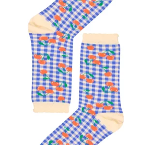 CHAUSSETTES COTON BIO VICHY CERISES