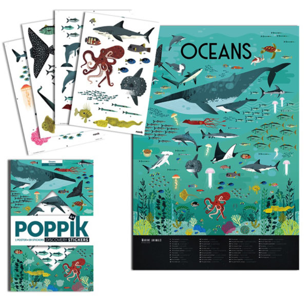 POSTER PÉDAGOGIQUE + 59 STICKERS OCÉANS (6-12 ANS) – Image 3