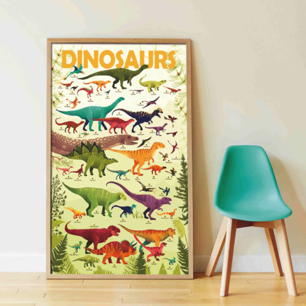 POSTER DINOSAURES + 32 STICKERS DINOSAURES (5-12 ANS)