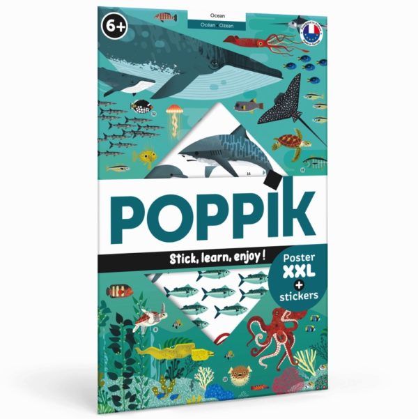 POSTER PÉDAGOGIQUE + 59 STICKERS OCÉANS (6-12 ANS)