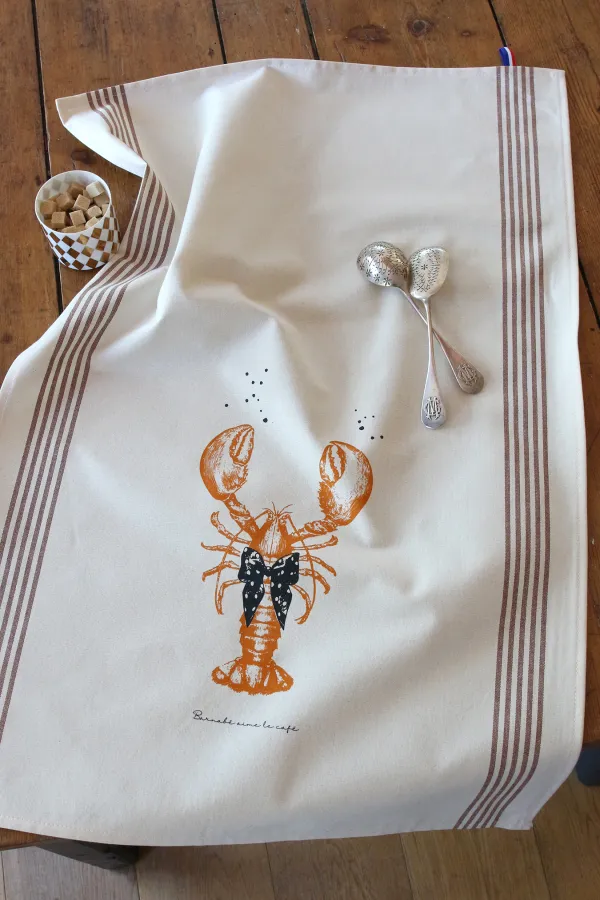 TORCHON DE CUISINE SÉRIGRAPHIÉ Ecrevisse