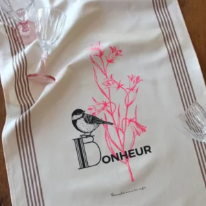 TORCHON DE CUISINE SÉRIGRAPHIÉ Bonheur