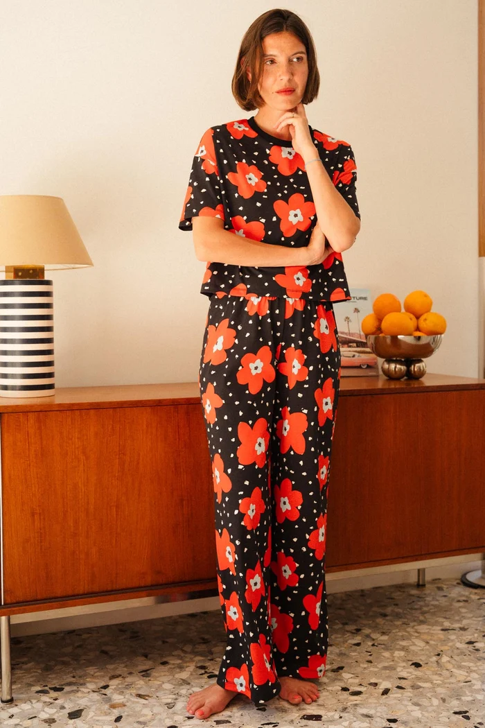 PYJAMA LONG COTON BIO ATLAS ROUGE – Image 2
