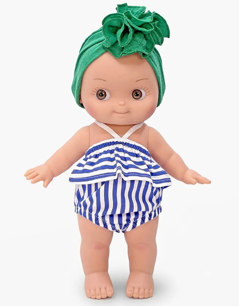 MINI PANCHA "NINON" TENUE BLEUE RAYEE
