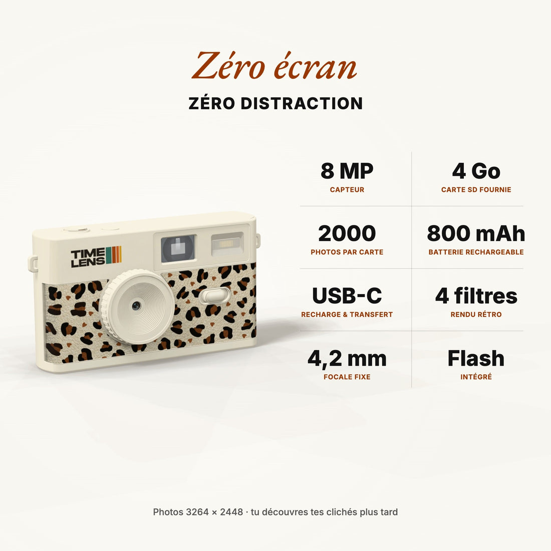 APPAREIL PHOTO TIMELENS® CREAM LEOPARD – Image 3